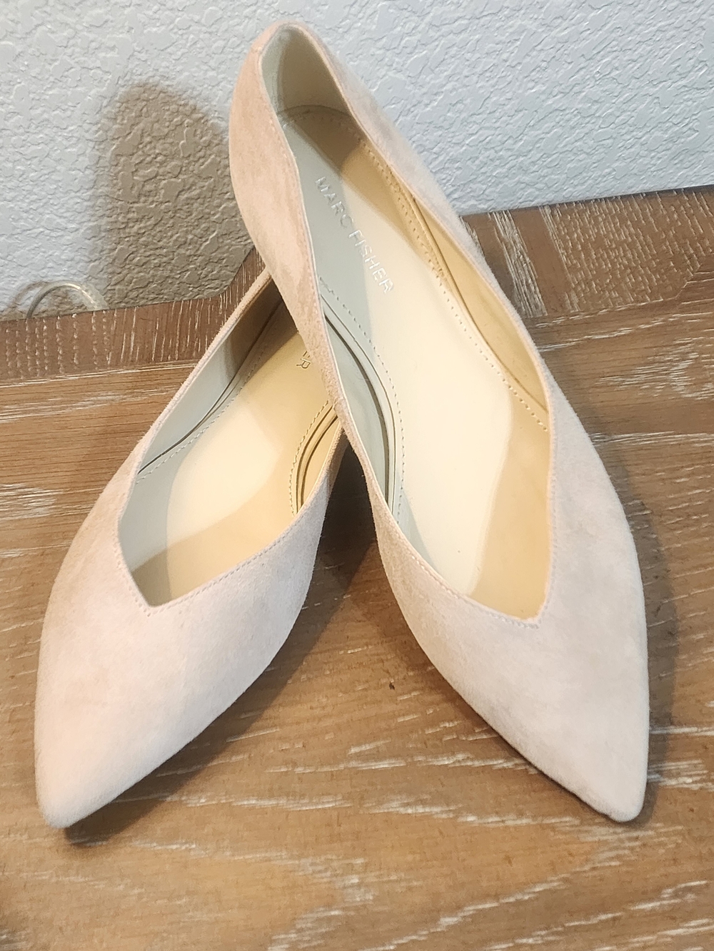 Marc Fisher Blush Suede Pointed-Toe Flats